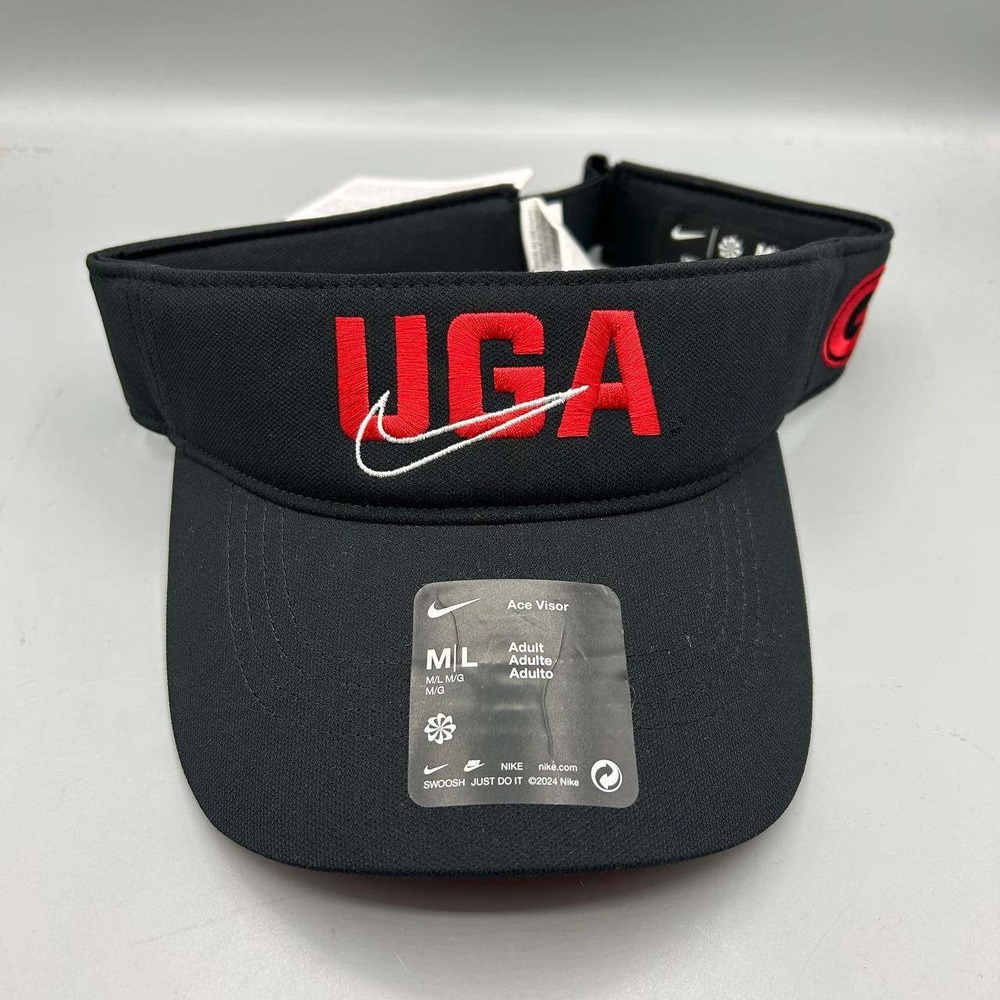 Nike Georgia Bulldogs Dri-Fit Ace Visor Hat Men M-L Black Strap Back Cap New